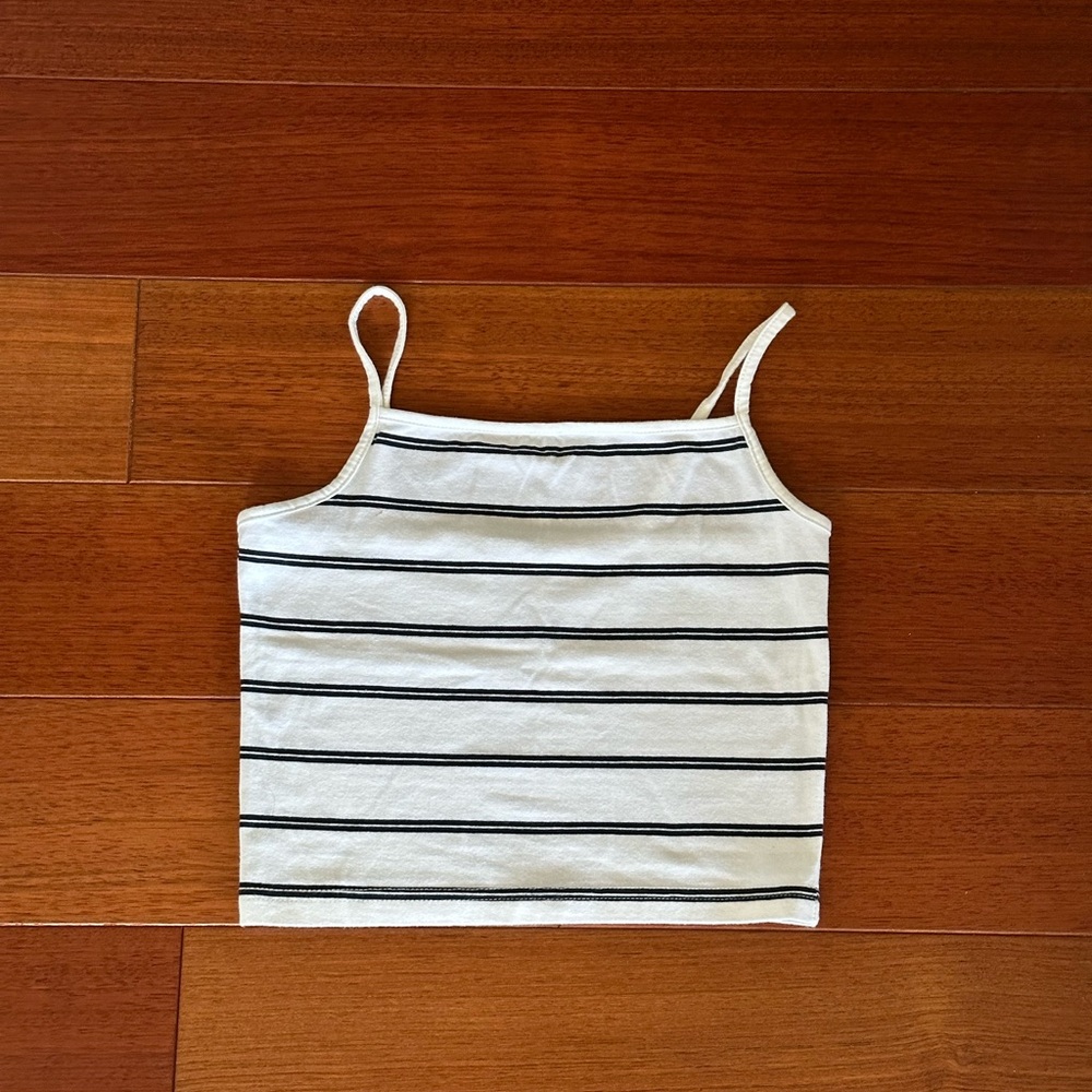 White/black striped tank top from Cotton On